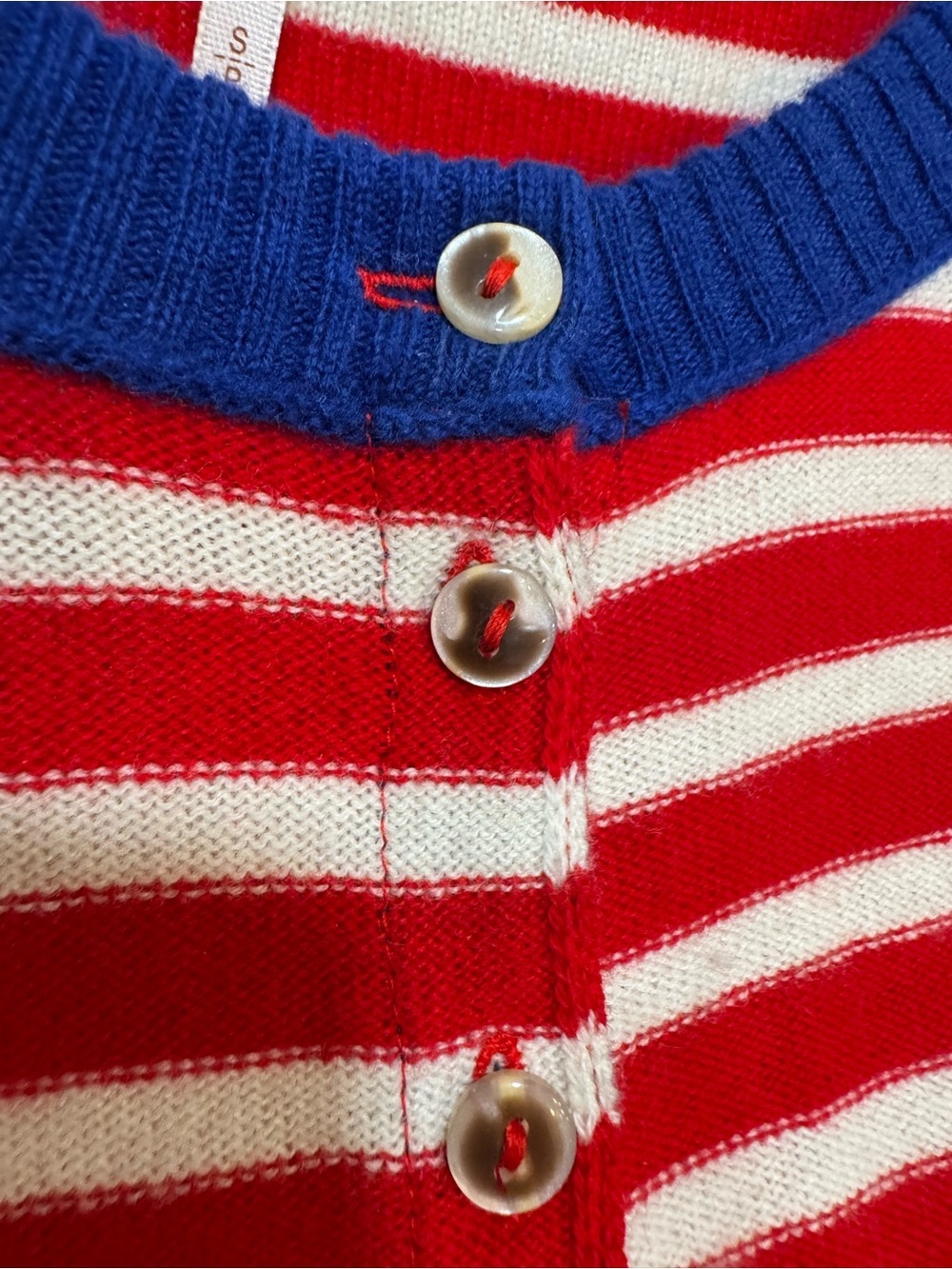 Free People Red White Blue Striped Cashmere Blend Cardigan Sweater Small - Picture 8 of 10